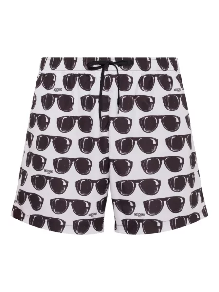Slip de baie Moschino cu imagine alb