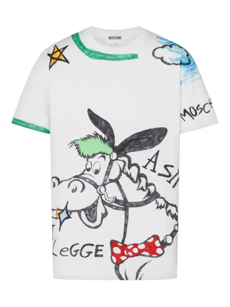 Tricou Moschino cu decolteu în U alb