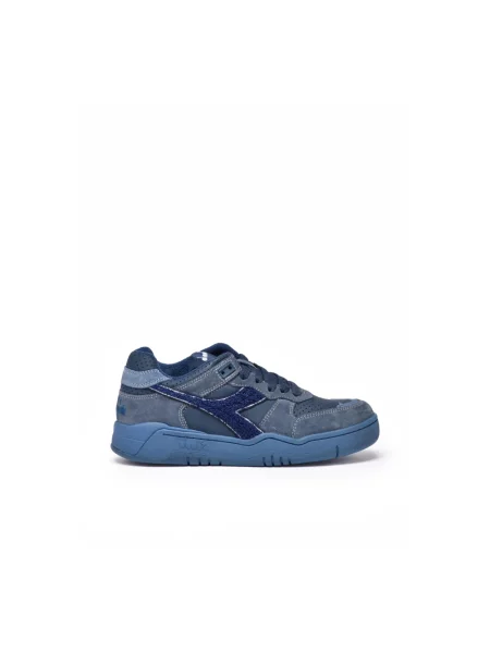 Sneakersy Diadora skórzane z przetarciami niebieskie