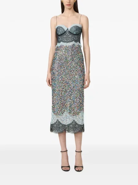Rochie midi Costarellos din dantelă albastru
