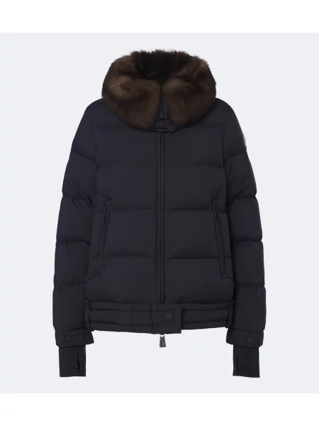 Lyžařská bunda Moncler Grenoble z ovčí kůže modrá