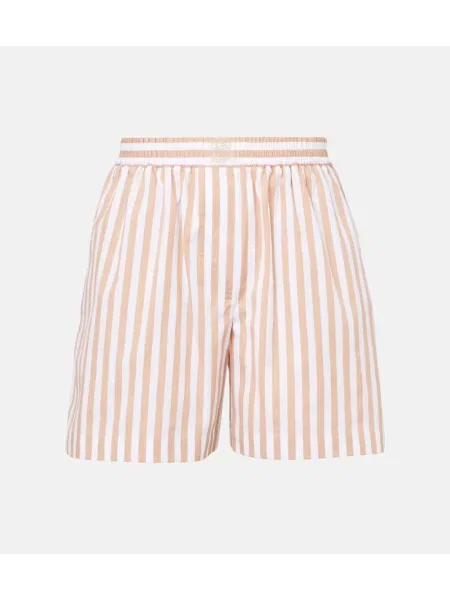 Jedwabne bermudy Brunello Cucinelli w paski białe