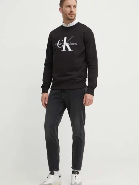 Bombažen pulover Calvin Klein Jeans črna