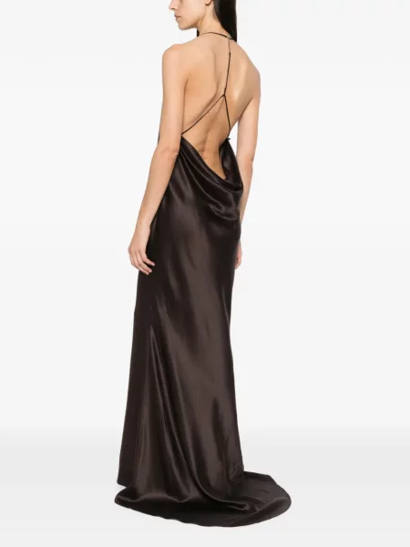 Rochie maxi Tom Ford din satin cu gât halter maro