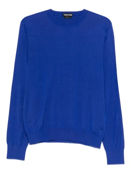 Pulover Tom Ford cu decolteu rotund lung albastru