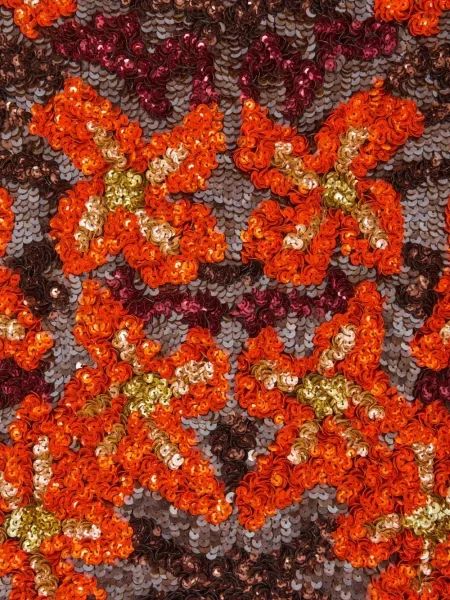 Fusta mini P.a.r.o.s.h. cu paiete cu model floral maro