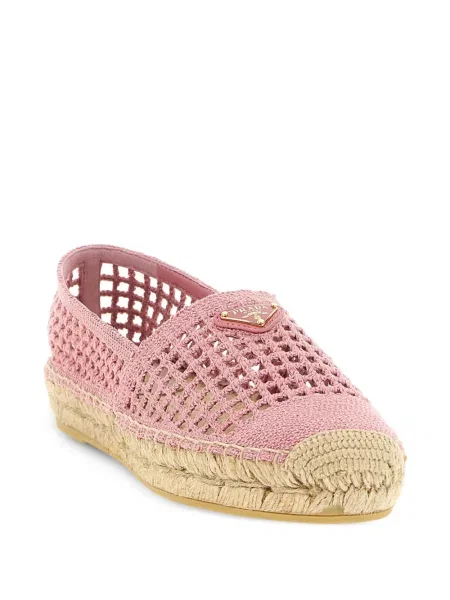 Espadrile Prada tricotate cu autograf roz