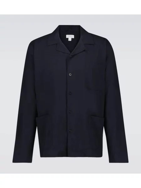 Srajca z dolgimi rokavi Sunspel z dolgimi rokavi modra