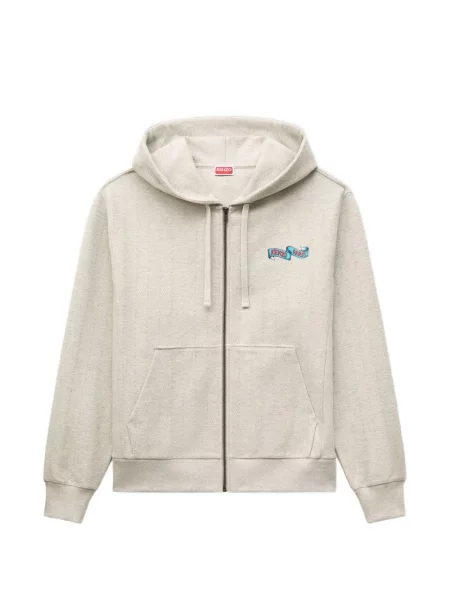 Hanorac cu glugă Kenzo cu model herringbone gri