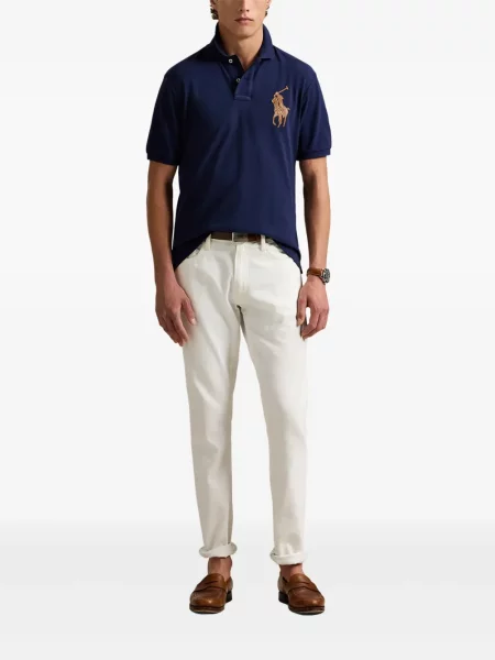 Siuvinėtos zomšinės pledinės maudymosi kelnaitės Polo Ralph Lauren mėlyna