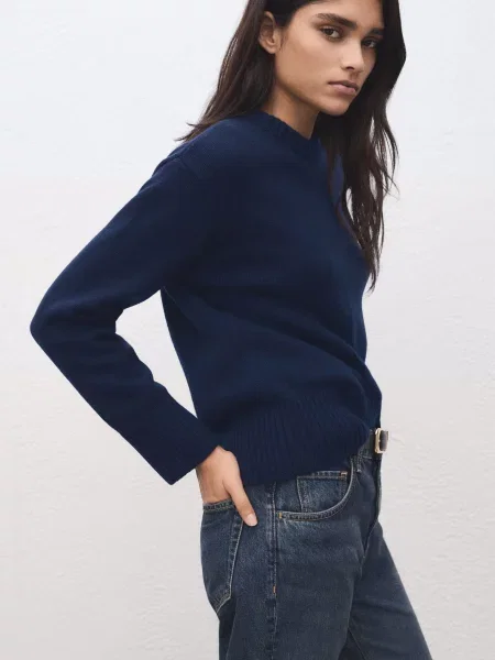 Джемпер MANGO вовна/поліамід синій