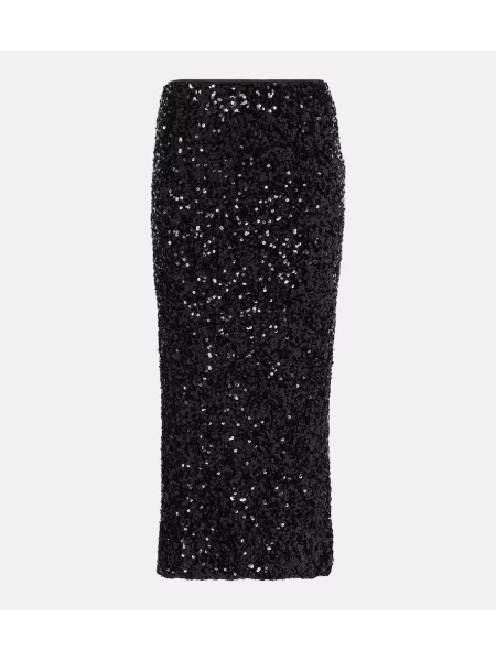 Fustă midi Rotate până la genunchi negru