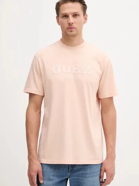 Тениска Guess с апликация оранжево