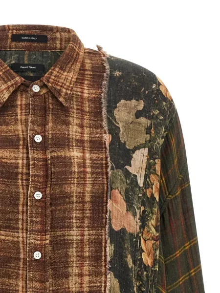 Koszula R13 w kratkę brązowa