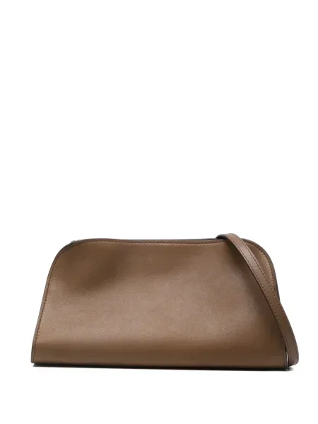 Kožna clutch torbica The Row zelena
