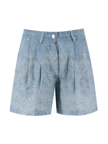 Lniane szorty jeansowe Ermanno Scervino niebieskie