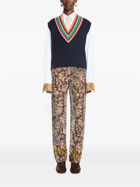 Pantaloni Dries Van Noten din jacard maro