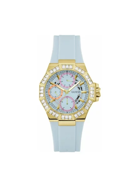 Lniany zegarek Guess niebieski