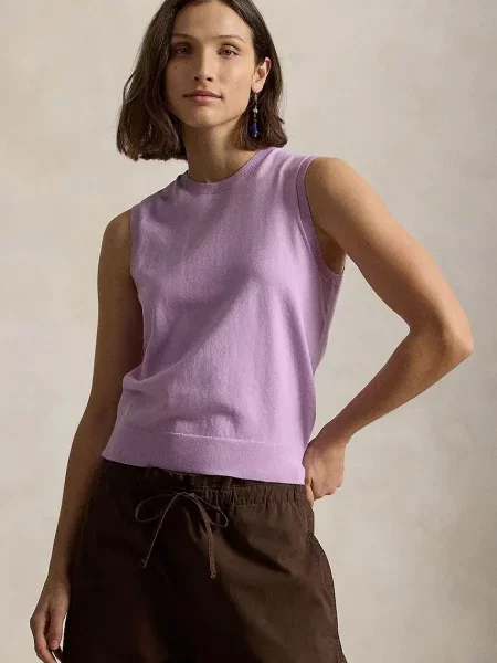 Polo Ralph Lauren vesta s bavlnou fialová