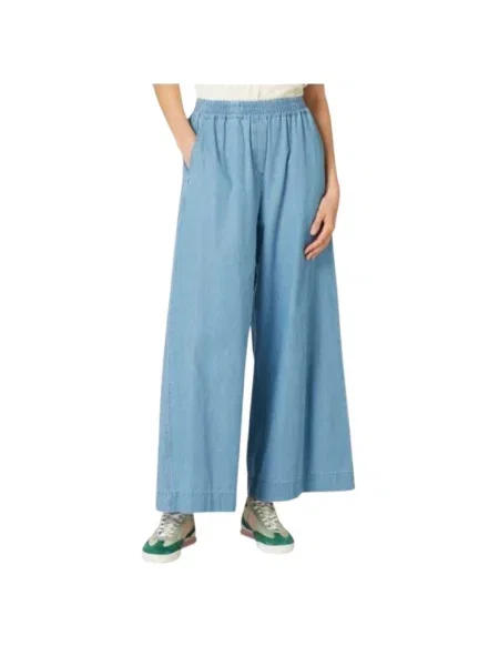 Szerokie spodnie Paul Smith o krotszym kroju niebieskie