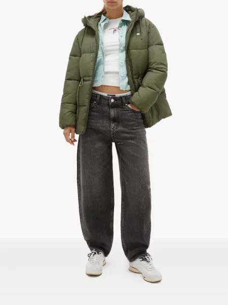 Geacă de blugi Tommy Jeans cu glugă verde