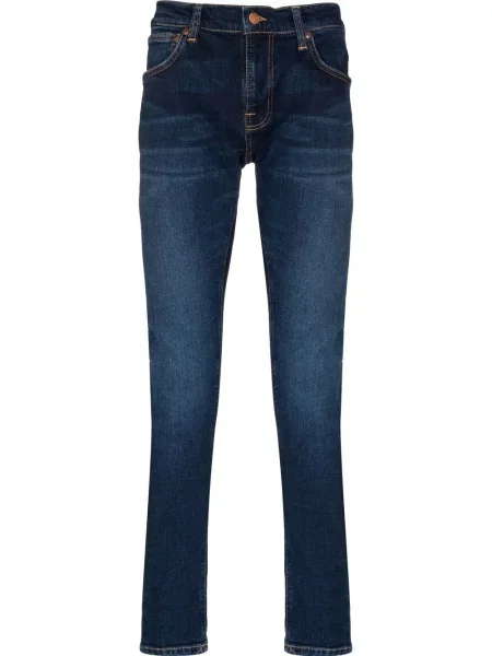 Blugi skinny Nudie Jeans din material terry albastru