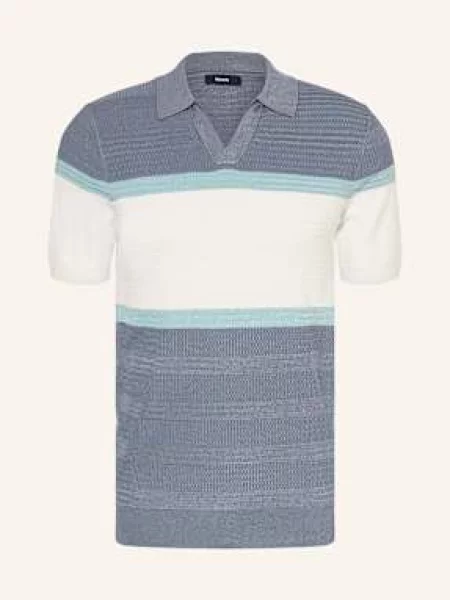 Reiss Úpletová Polokošile Jefferson černošedá/ tmavě modrá bílá