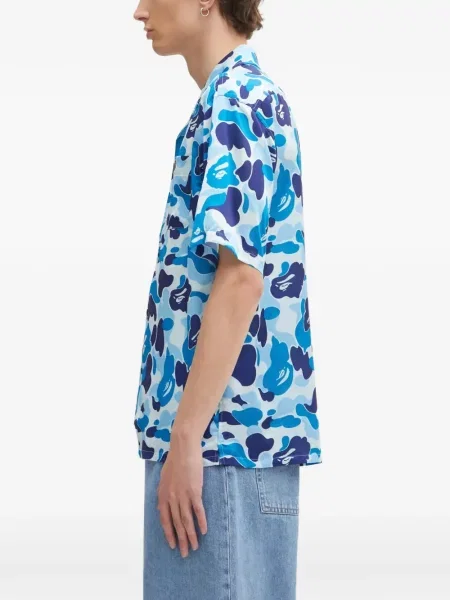 Cămașă A Bathing Ape® cu model camuflaj scurtă albastru