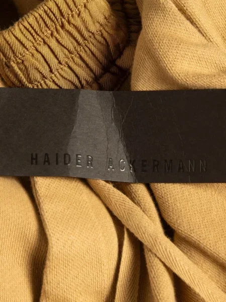 Pantaloni Haider Ackermann din satin cu dungi maro