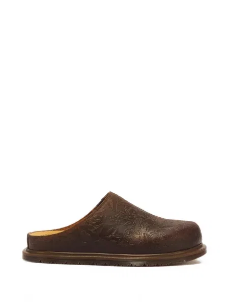 Papuci tip mules Dr. Martens din piele cu model floral maro
