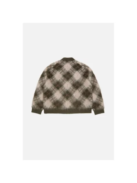 Dzianinowy kardigan Acne Studios z dekoltem w serek z wzorem argyle
