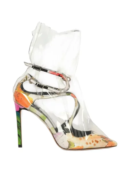 Pantofi cu toc Off-white cu model floral cu imagine alb