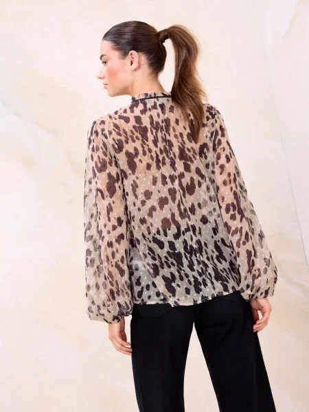 Lipsy Bluza / temno rjava bež