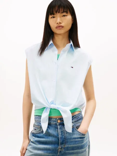 Tommy Jeans Letnia bluzka Kobiety S niebieski