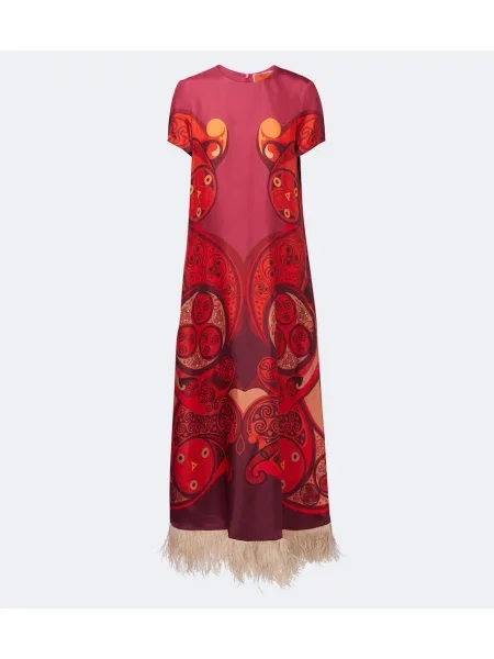 Rochie maxi La Doublej cu franjuri de mătase