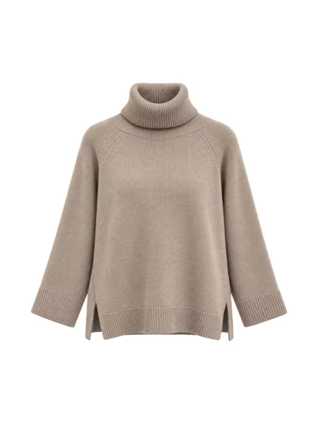 Sweter z golfem Gran Sasso wełniany do golfa beżowy