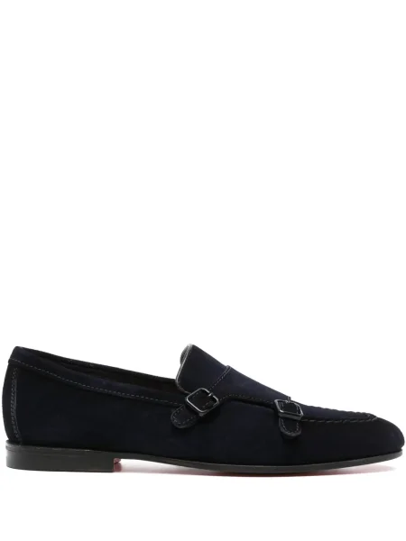 Pantofi monk Santoni din piele de căprioară albastru