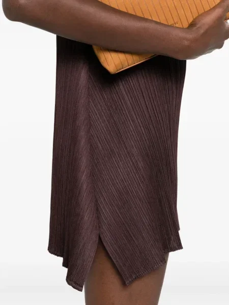 Плисирана костюм мини мини рокля Pleats Please Issey Miyake кафяво