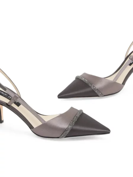 Pantofi cu toc Giorgio Armani slingback gri