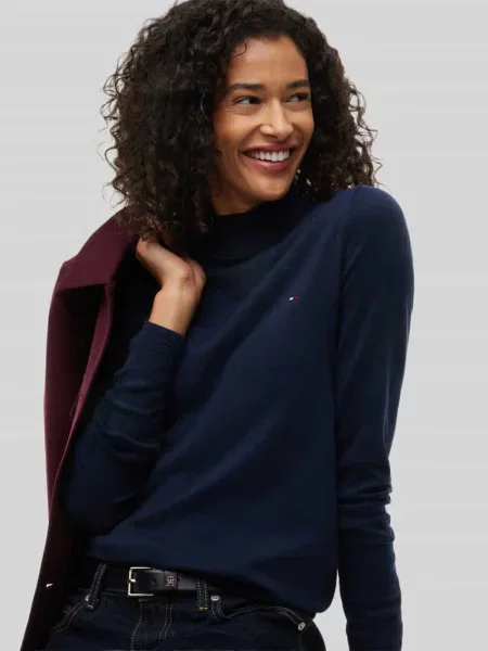 Bluzka z długim rękawem z detalem z logo Tommy Hilfiger granatowa