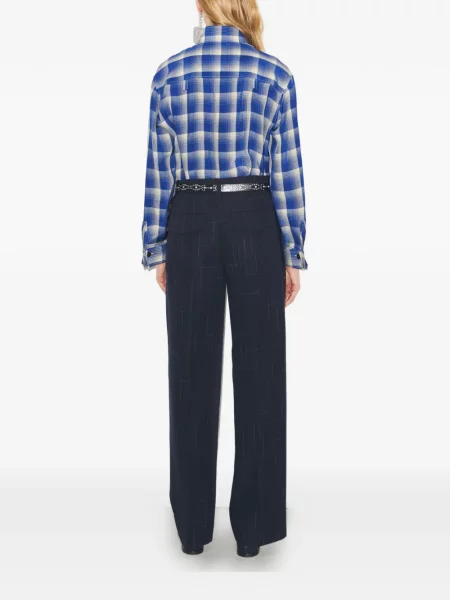 Pantaloni Tory Burch în carouri albastru