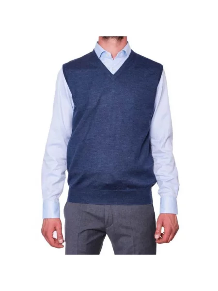 Sweter La Fileria bez rękawów niebieski