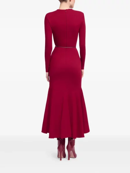 Rochie midi Elie Saab cu volane până la genunchi de costum roșu