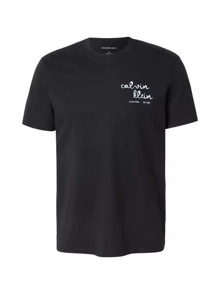 Calvin Klein Jeans Tricou albastru pastel / negru alb