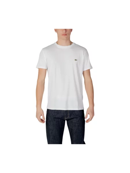 T-shirt z okrągłym dekoltem Lacoste biała