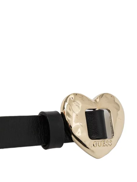 Bőr csatos szív mintás öv Guess fekete