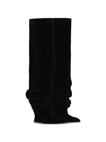 Cizme Balmain din piele de căprioară cu pană negru