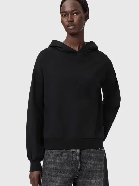 Кофта AllSaints з капюшоном з аплікацією чорний