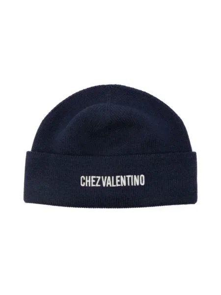 Czapka Valentino Garavani wełniana niebieska