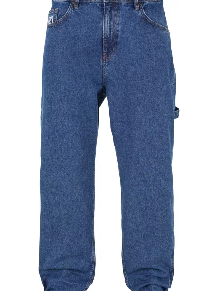 Karl Kani Pantaloni eleganți albastru denim alb